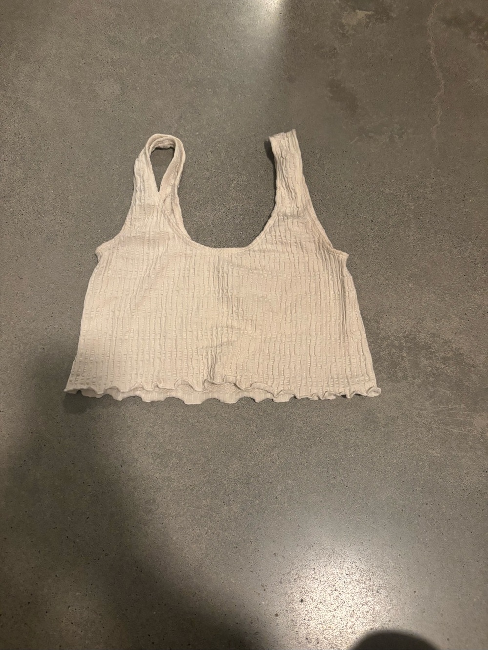 Ardene Smocked Ruffle Hem Crop Tank - Cream